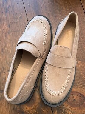 Old Navy Taupe Suede Penny Loafers - Women's Flats